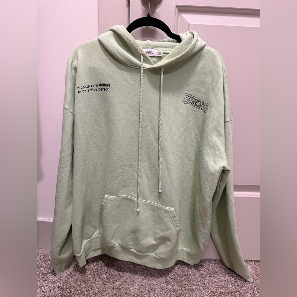 The Mayfair Group O/S It Costs Zero Dollars To Be A Nice Person Mint Hoodie. 💚⚡️